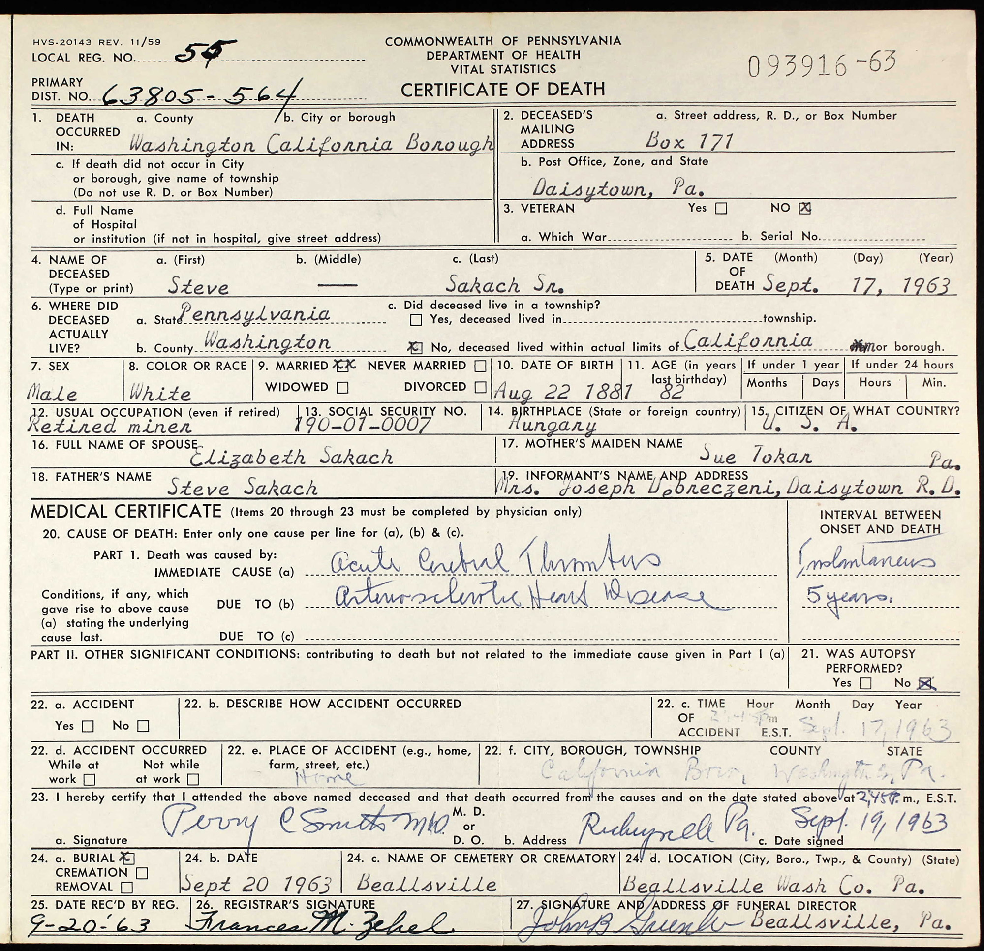 death certificate